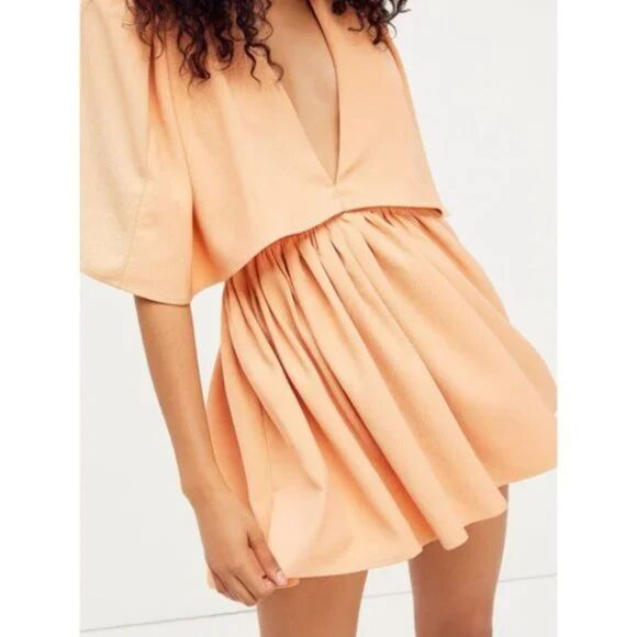 NWT Atoir Cutout Cape Mini Dress Size 6 Tangerine Orange Plunging V Neck, Modern - Picture 2 of 8